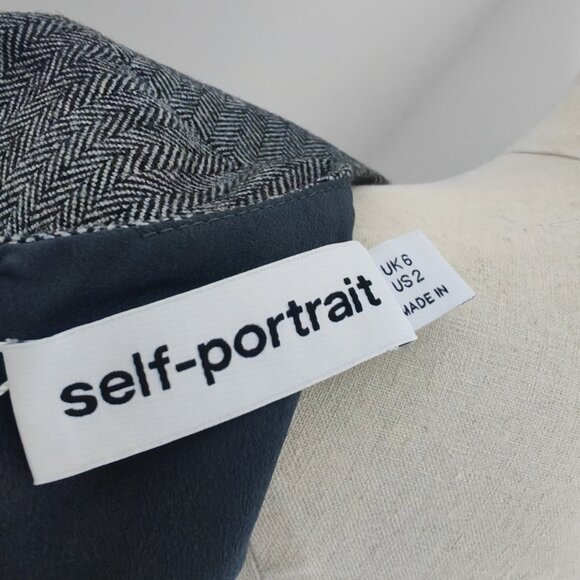 Self-portrait Grey Checkered Wave Belted Short Dress - Picture 10 of 11